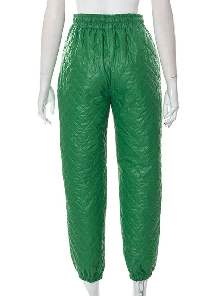 Lace-Up Plaid Slim Ankel Lengde Høy Midje Casual Bukser