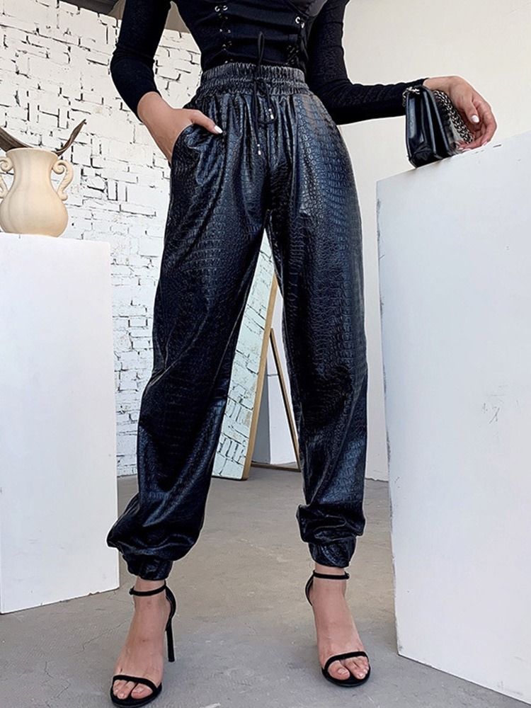 Løse Plisserte Serpentine Pencil Bukser Ankellengde Dame Casual Bukser