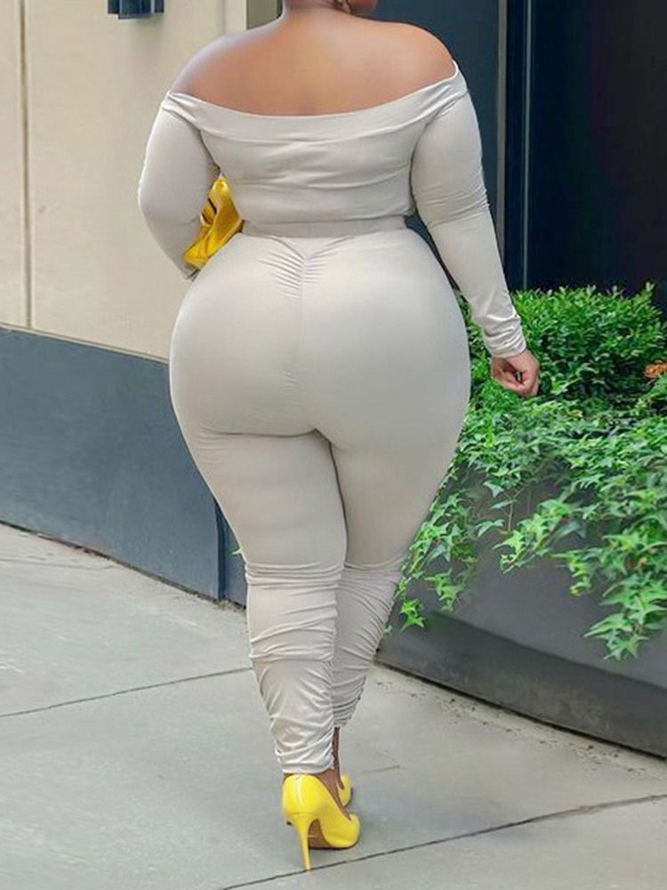 Plus Size Sexy Vanlig Full Lengde Skinny Pencil Bukser Jumpsuit