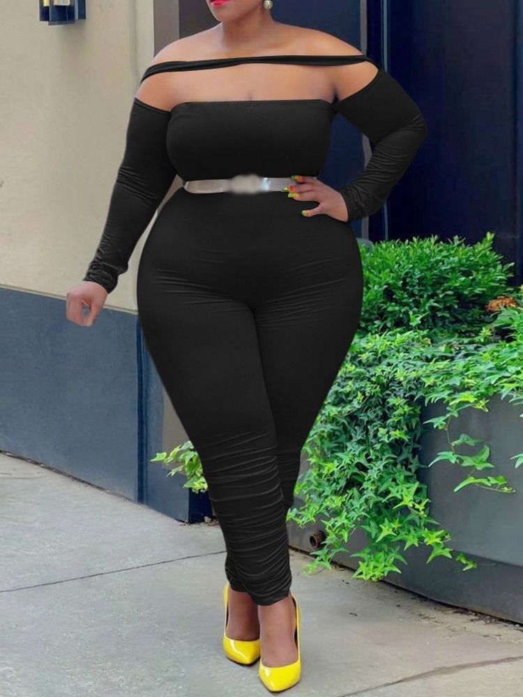 Plus Size Sexy Vanlig Full Lengde Skinny Pencil Bukser Jumpsuit