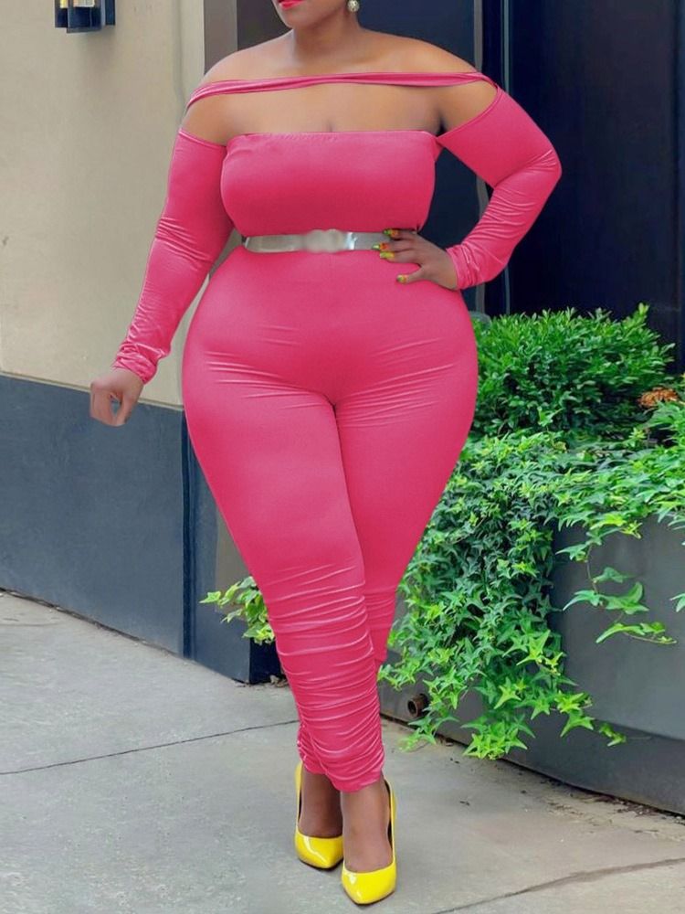 Plus Size Sexy Vanlig Full Lengde Skinny Pencil Bukser Jumpsuit