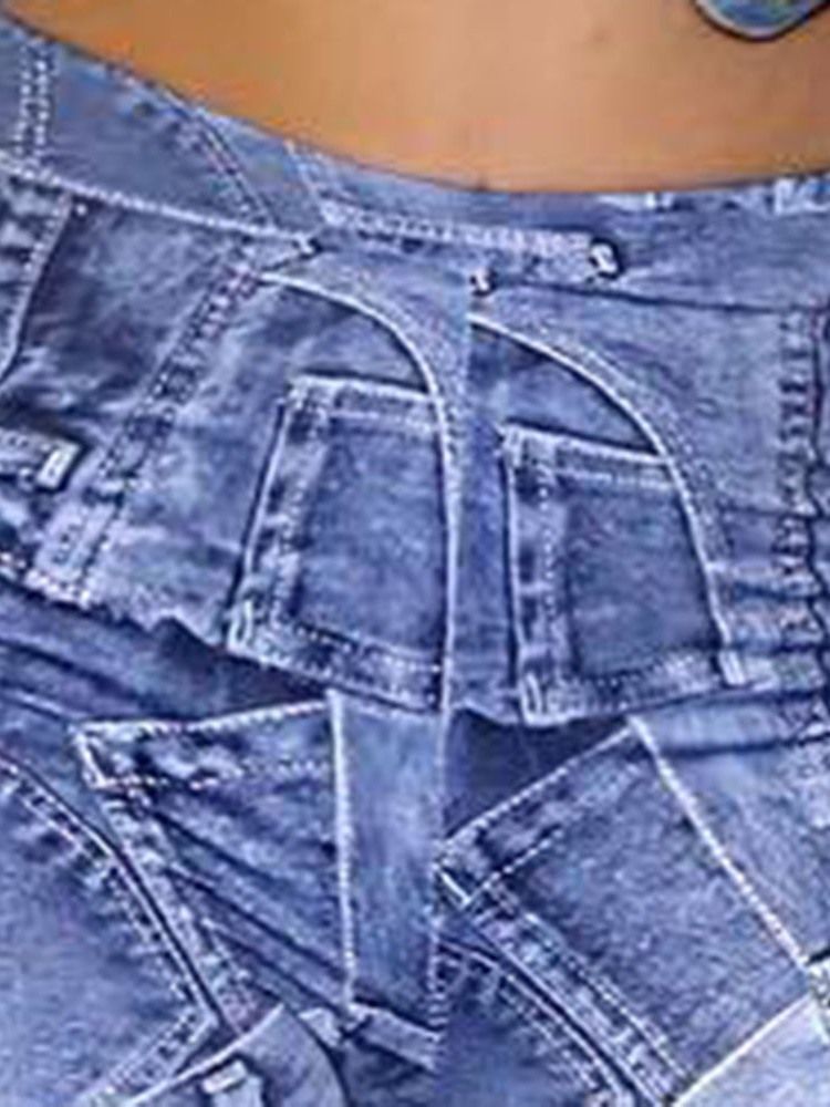 Uformelle Bukser Med Skinny Print Mellom Legg Og Høy Midje