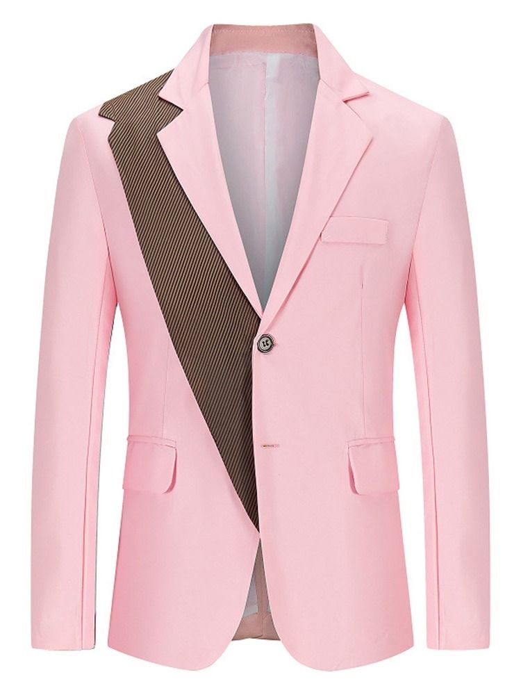 Color Block Slim Notched Lapel Leisure Blazer