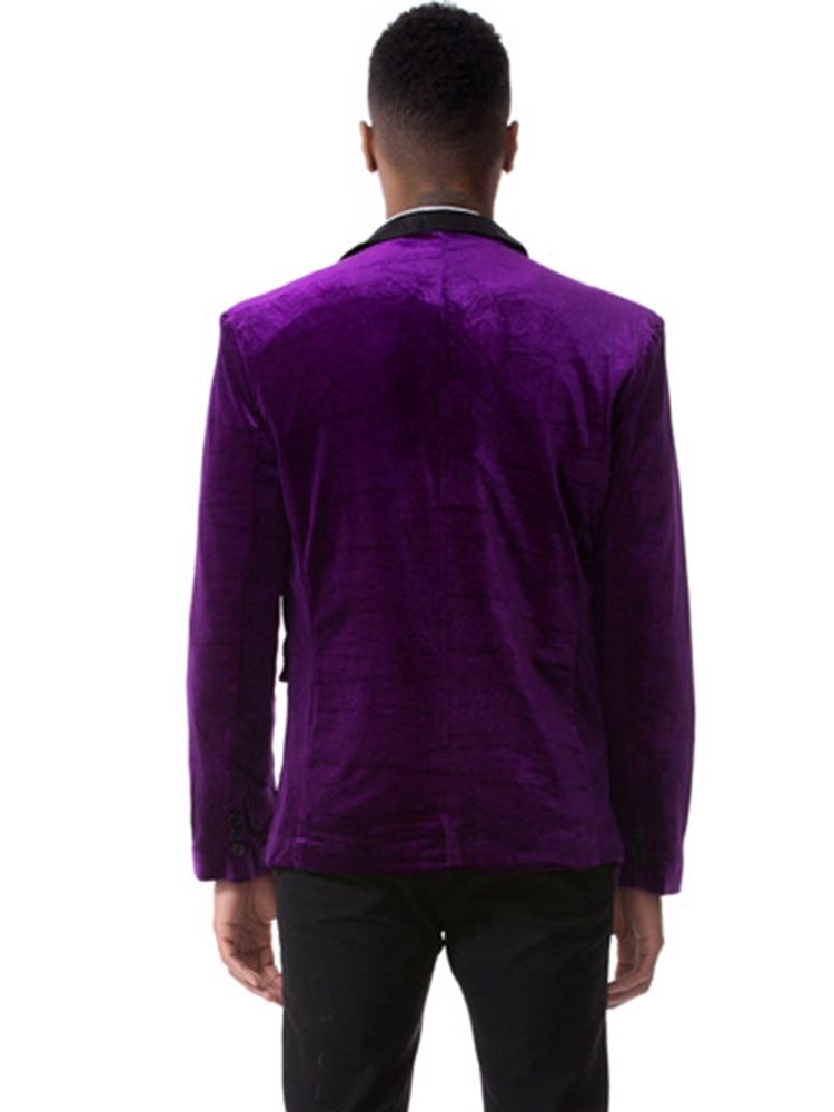 Vanlig Kordfløyel Hakk Jakkeslag Enkeltspent Vogue Slim Blazer For Menn