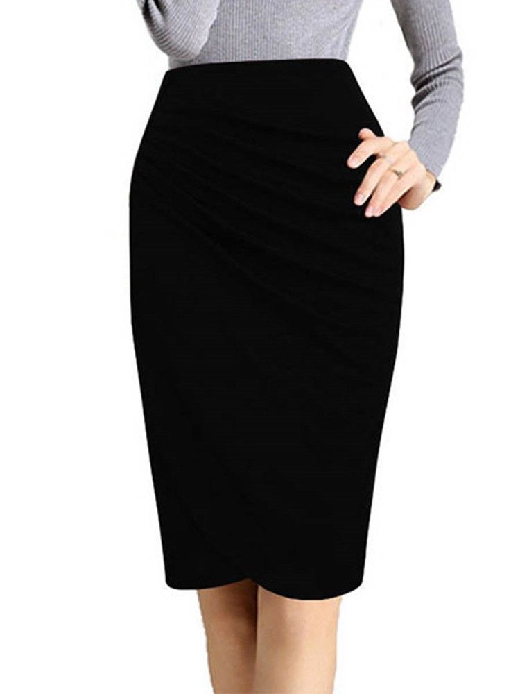 Høyt Midje Plissert Bodycon Dameskjørt