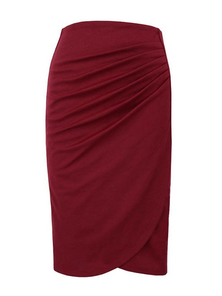 Høyt Midje Plissert Bodycon Dameskjørt