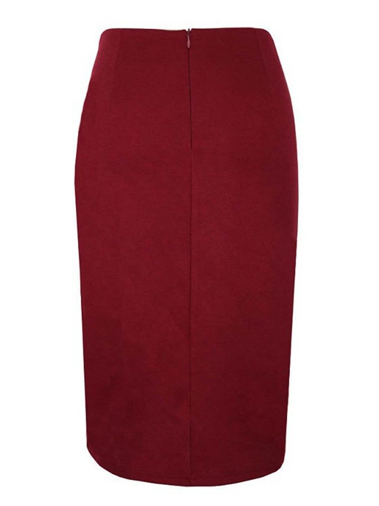 Høyt Midje Plissert Bodycon Dameskjørt
