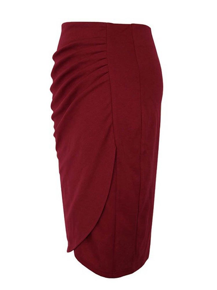 Høyt Midje Plissert Bodycon Dameskjørt
