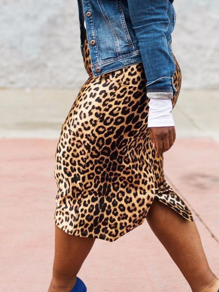 Print Leopard Bodycon Office Dameskjørt