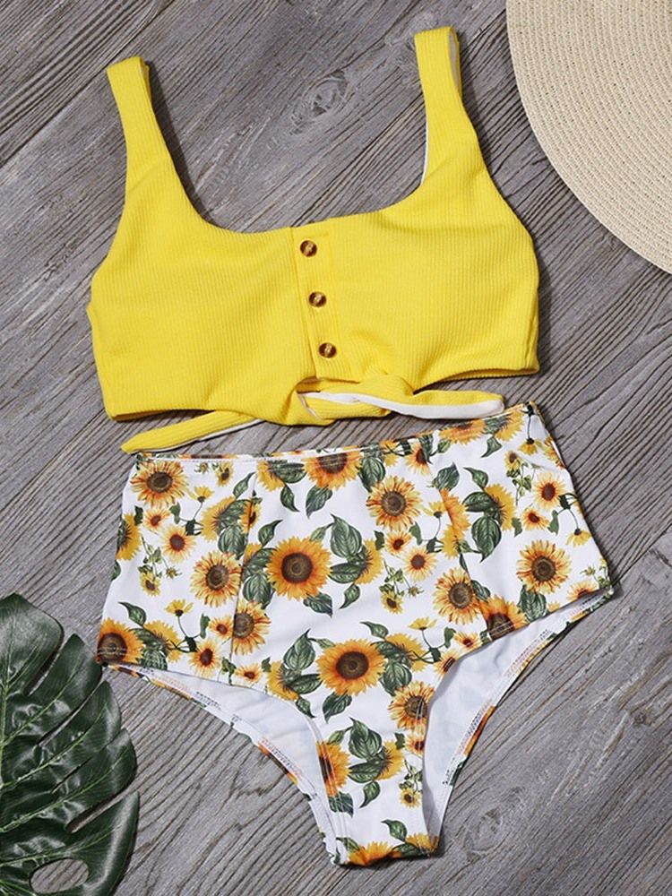 Bikinisett Sexy Blomsterbadetøy For Kvinner