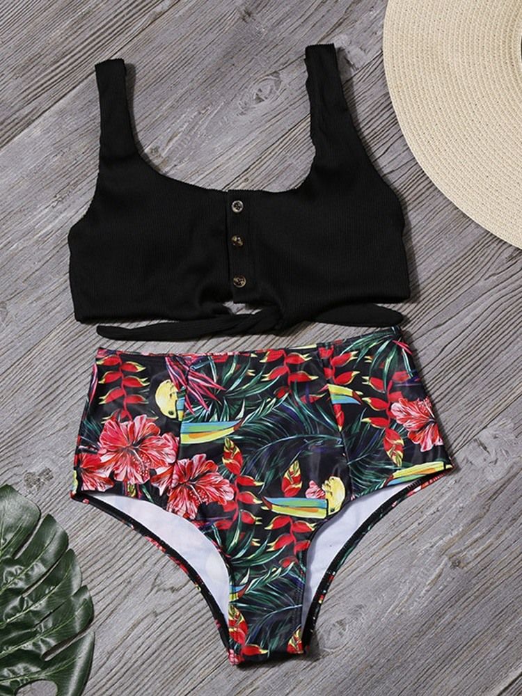 Bikinisett Sexy Blomsterbadetøy For Kvinner