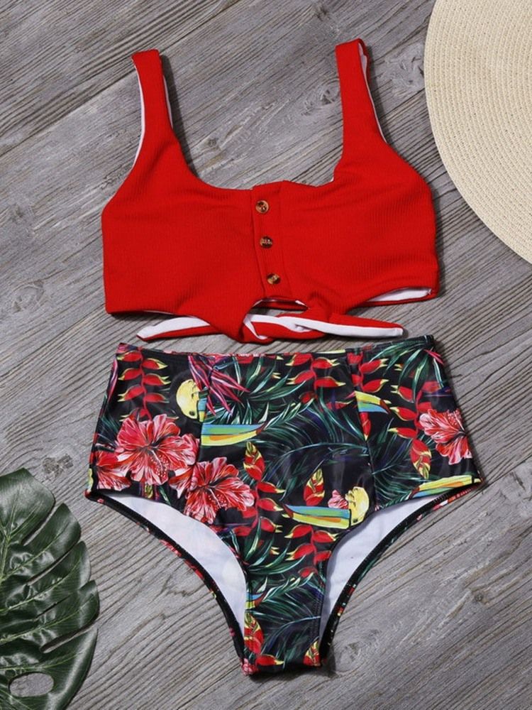 Bikinisett Sexy Blomsterbadetøy For Kvinner