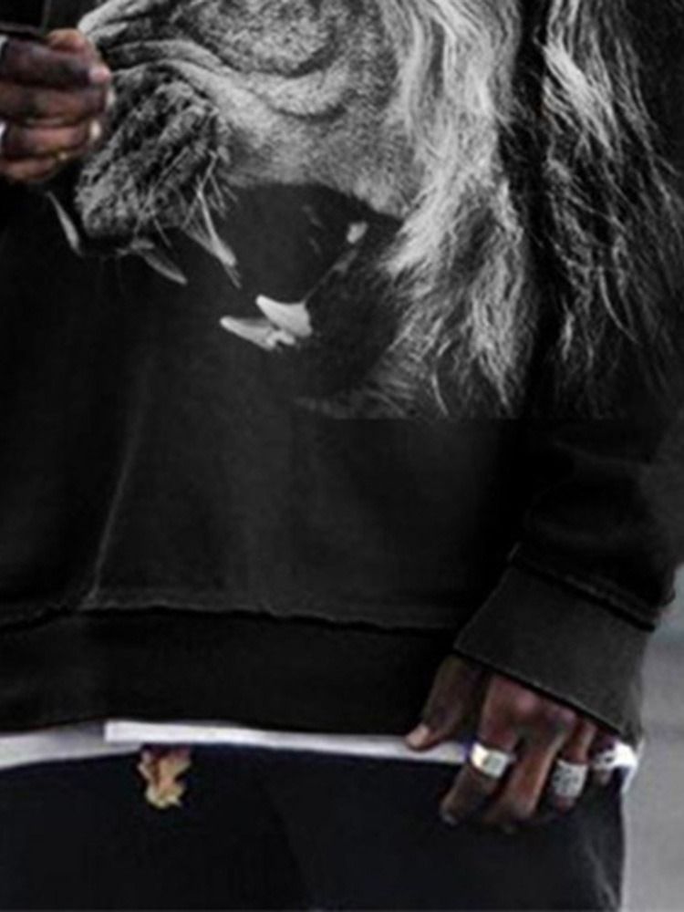 Print Color Block Pullover Vinterhettegensere Med Rund Hals