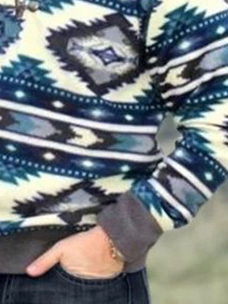 Pullover Color Block Button Mote Pullover Hettegensere