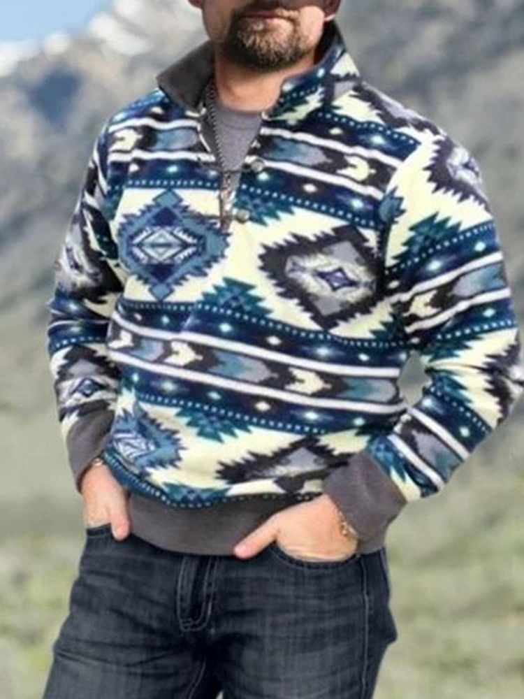 Pullover Color Block Button Mote Pullover Hettegensere