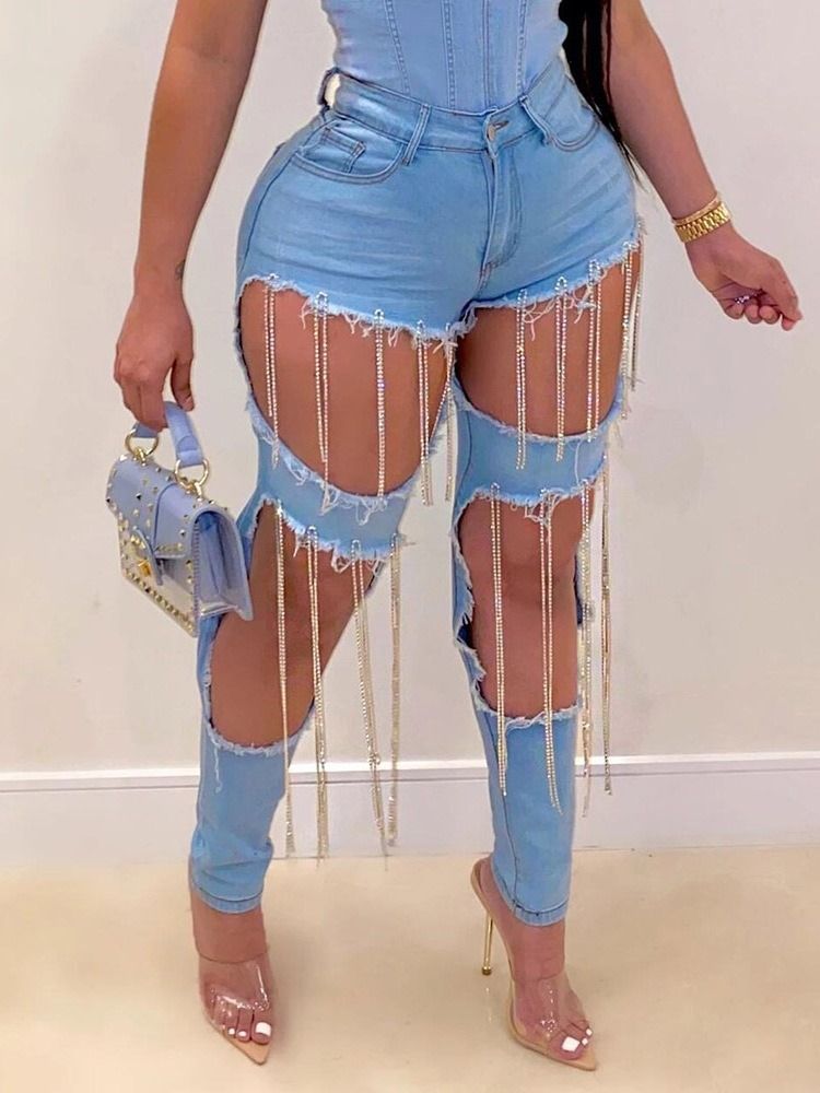 Hull Pencil Bukser Glidelås Slim Jeans