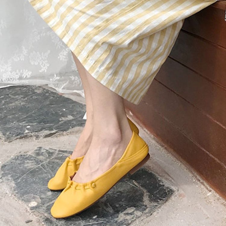 Pu Square Toe Slip-On Block Heel Dame Flate sko