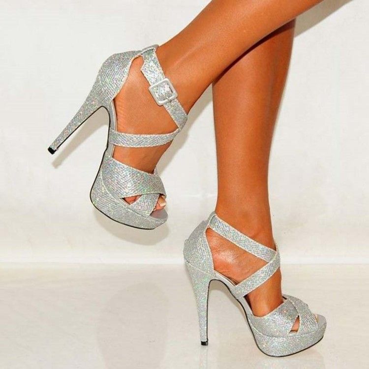 Paljett Peep Toe Stiletthæl Dameballsko