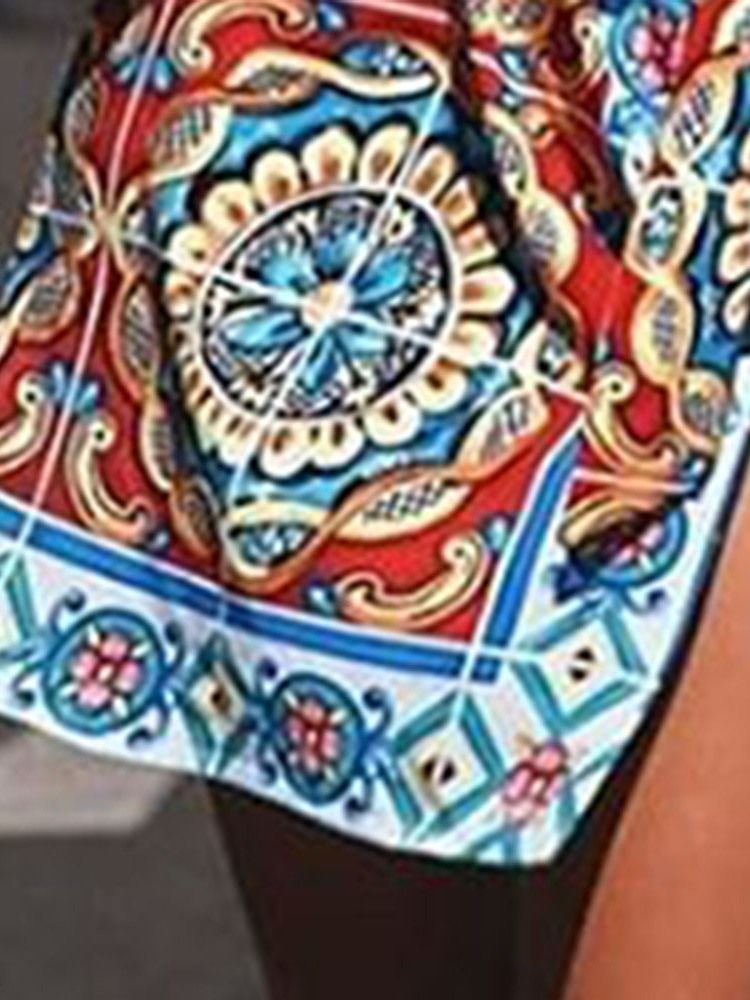 Lapel Print Above Knee Regular Casual Dress