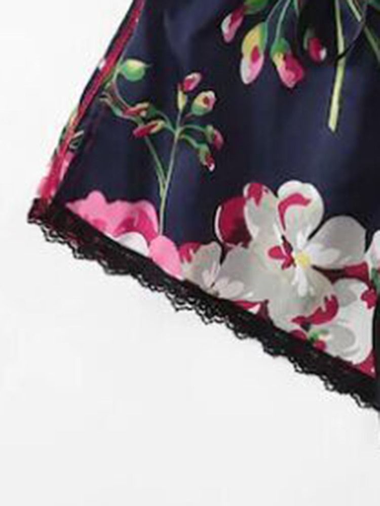 Floral Sexy Print Satin Pyjamas Cami Set Natttøy