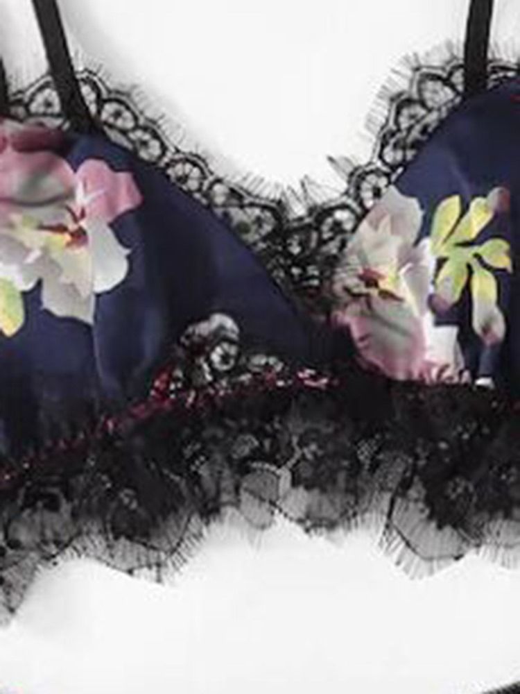 Floral Sexy Print Satin Pyjamas Cami Set Natttøy