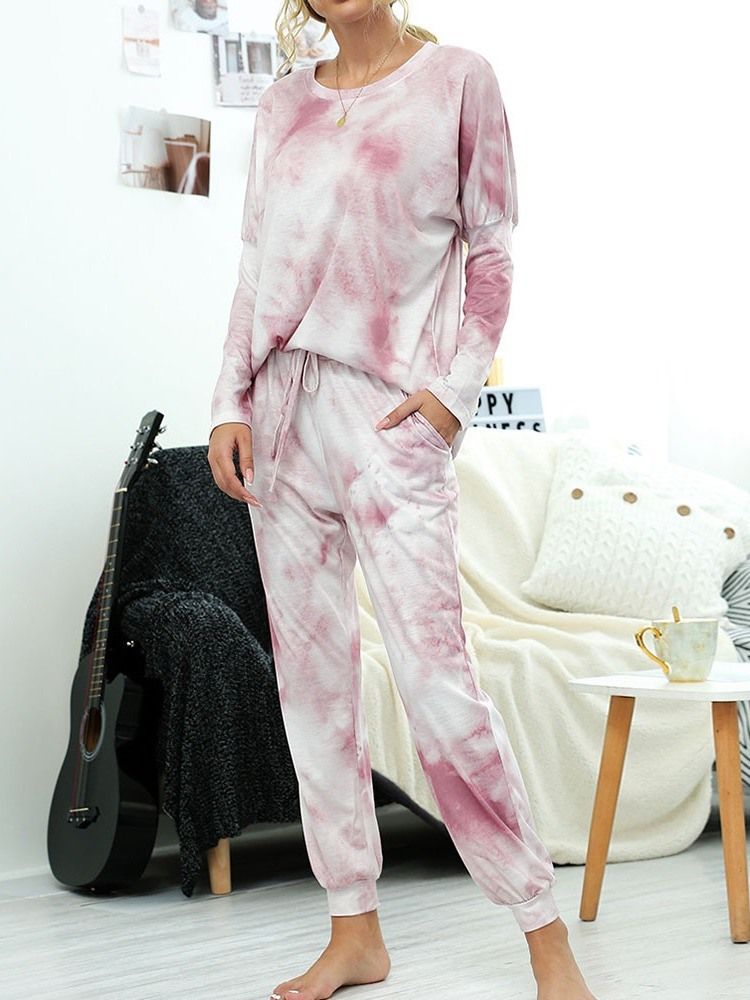 Pocket Casual Pullover Rund Neck Pyjamas Suit