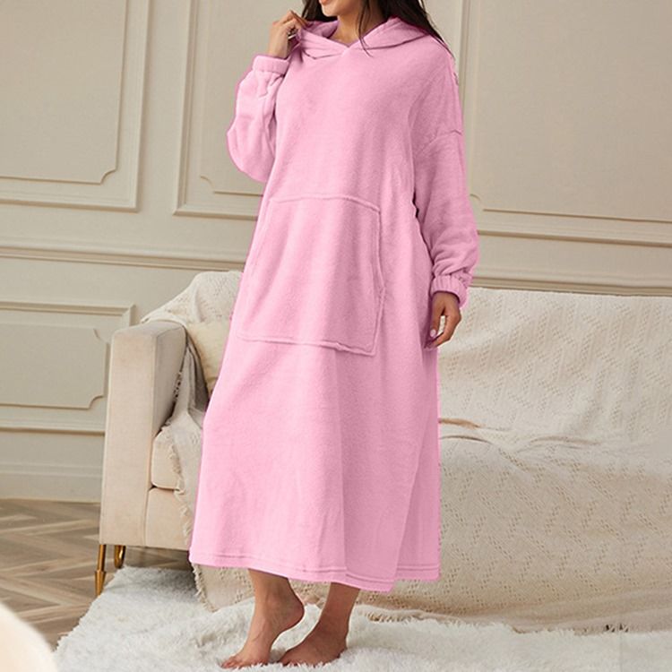 Pocket Single Plain Langermet Casual Nattkjoler
