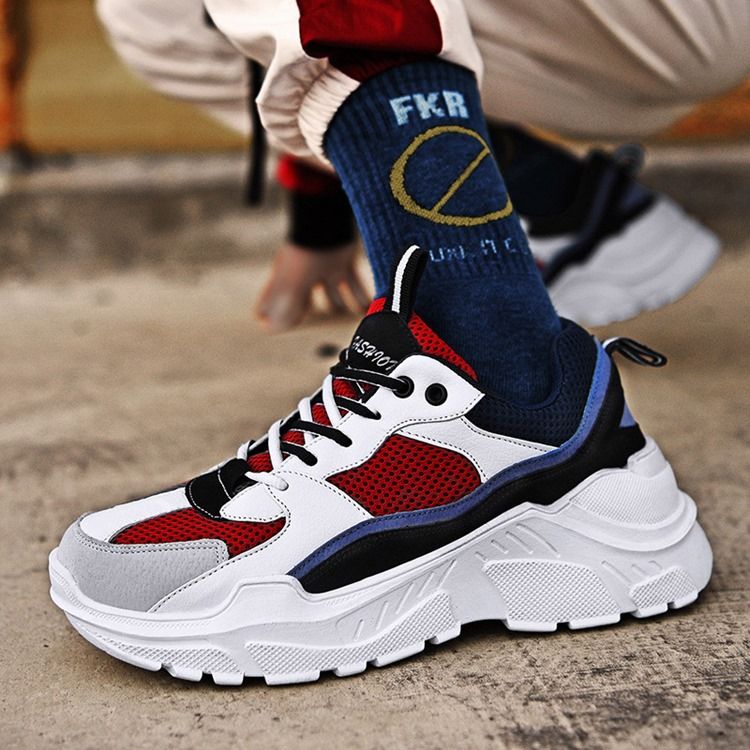 Mesh Color Block Rund Toe Menns Joggesko