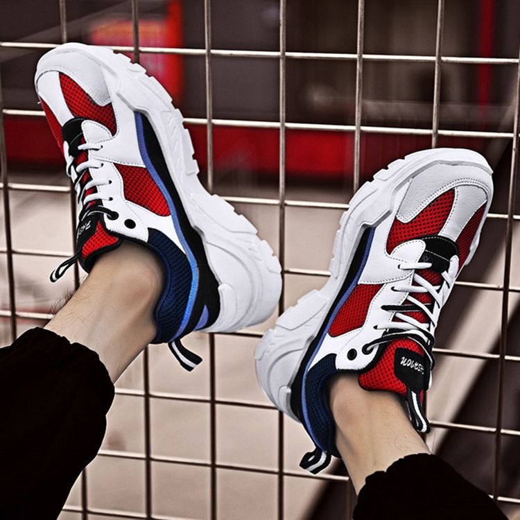 Mesh Color Block Rund Toe Menns Joggesko