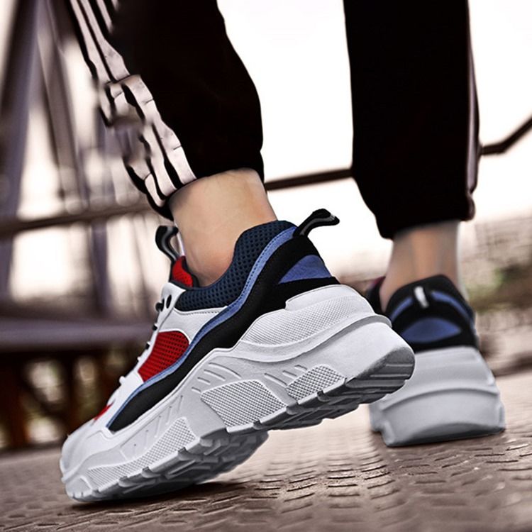 Mesh Color Block Rund Toe Menns Joggesko