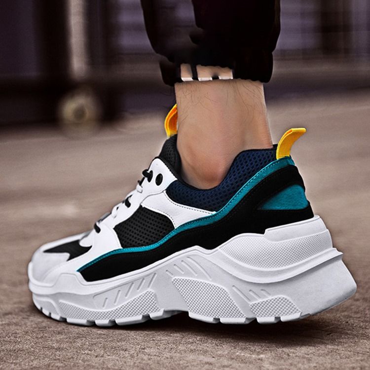 Mesh Color Block Rund Toe Menns Joggesko