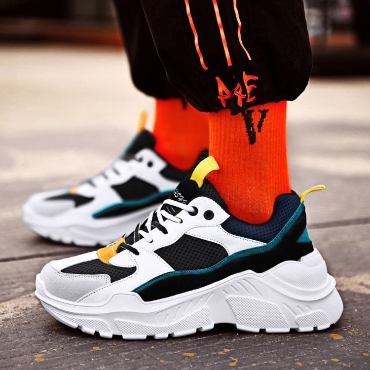 Mesh Color Block Rund Toe Menns Joggesko