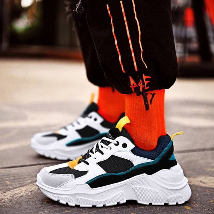 Mesh Color Block Rund Toe Menns Joggesko