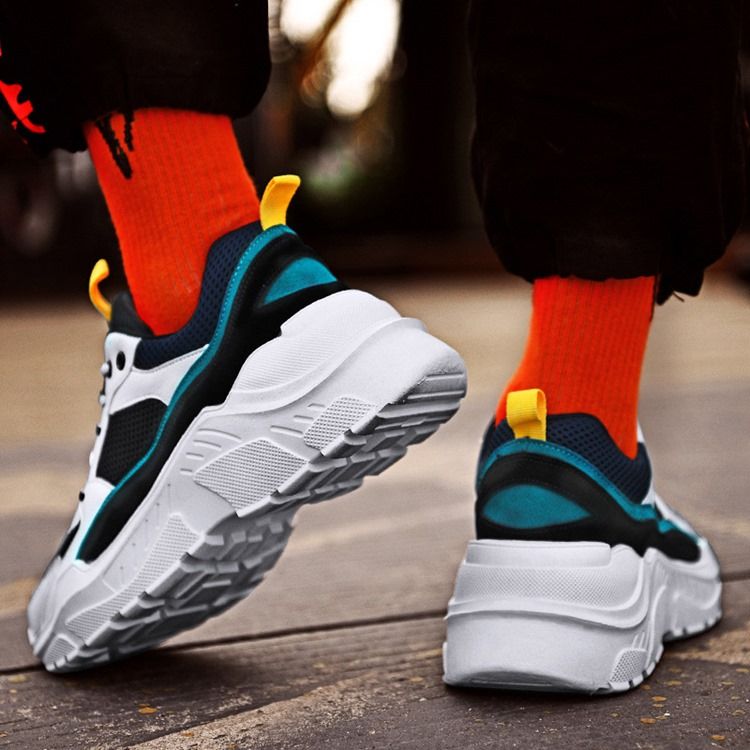 Mesh Color Block Rund Toe Menns Joggesko