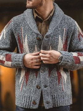 Color Block Lapel Standard Vinter Casual Genser