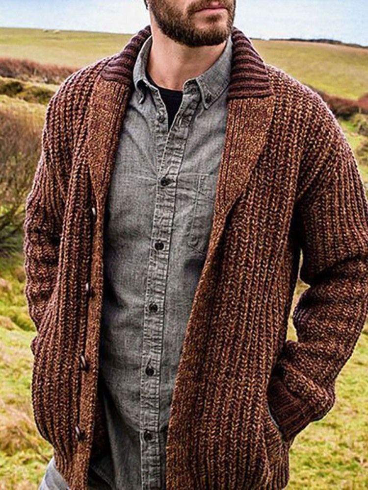 Lapel Vanlig Standard Herre Casual Genser