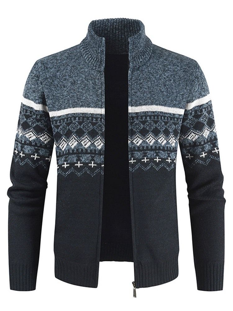 Standard Color Block Vinter Slim Genser For Menn