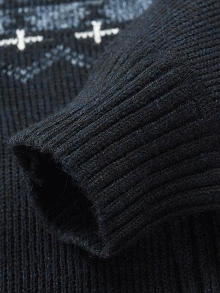 Standard Color Block Vinter Slim Genser For Menn
