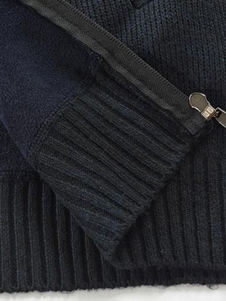Standard Color Block Vinter Slim Genser For Menn