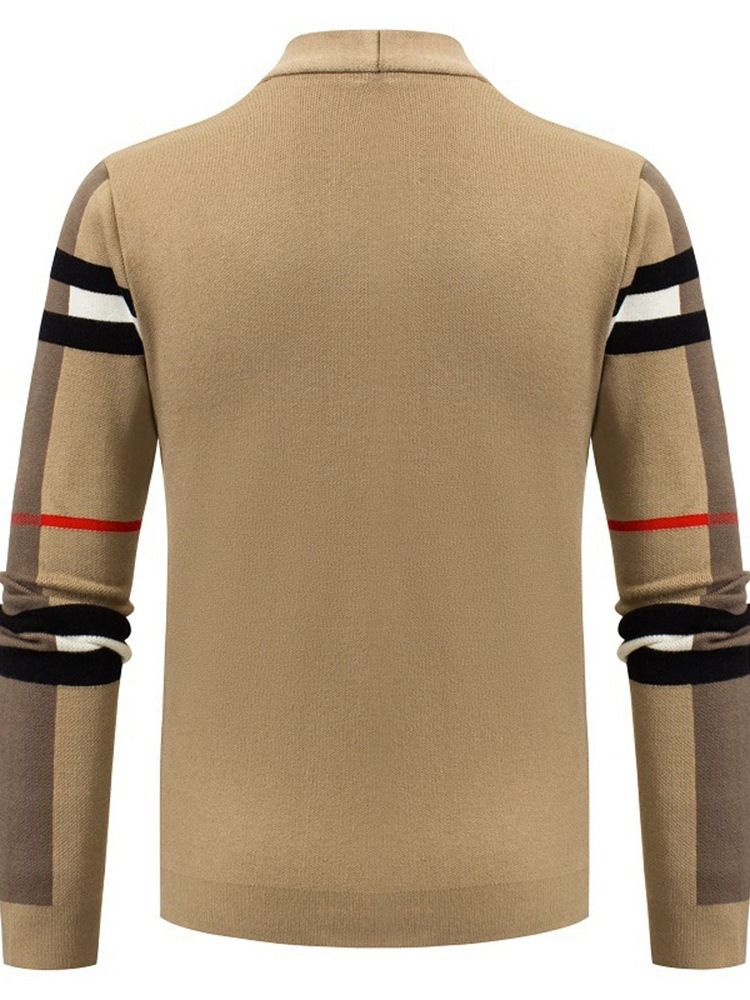 Standard Pocket Color Block Uformell Genser For Menn