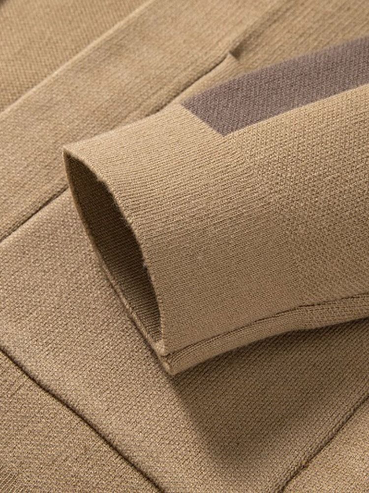 Standard Pocket Color Block Uformell Genser For Menn