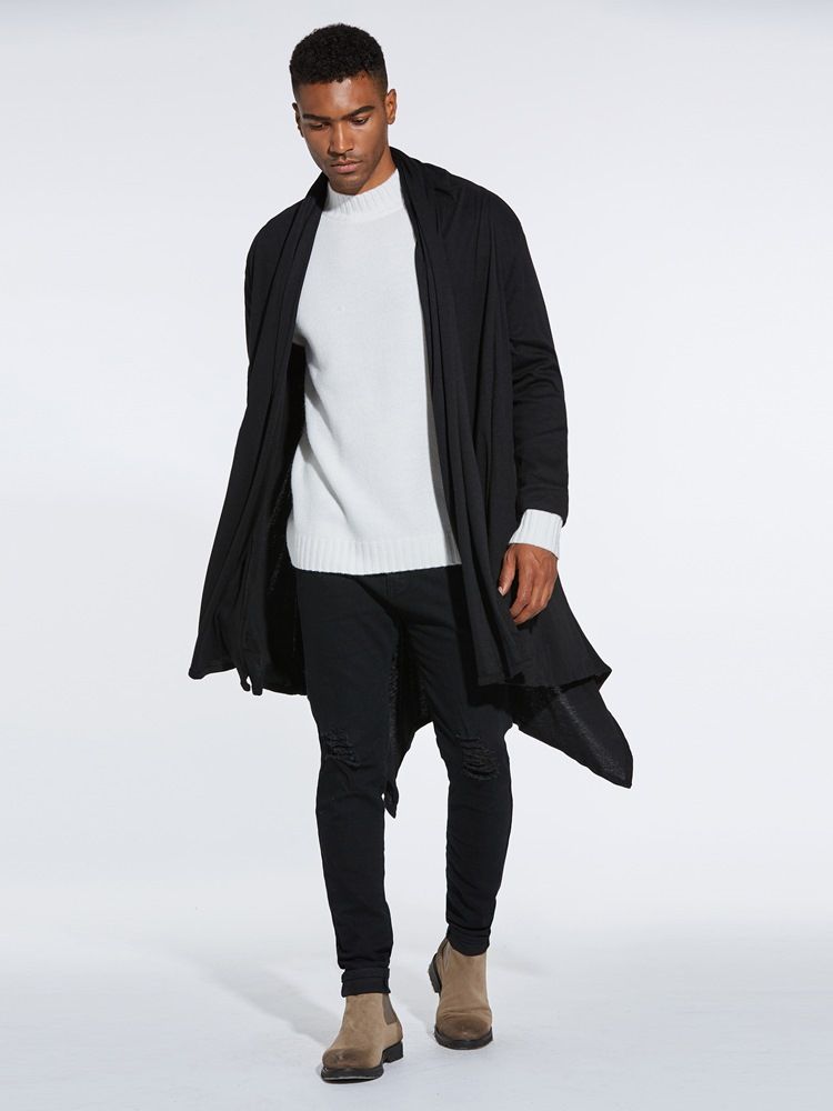 Vanlige Asymmetriske Mellomlange Gensere For Menn Casual Cardigan