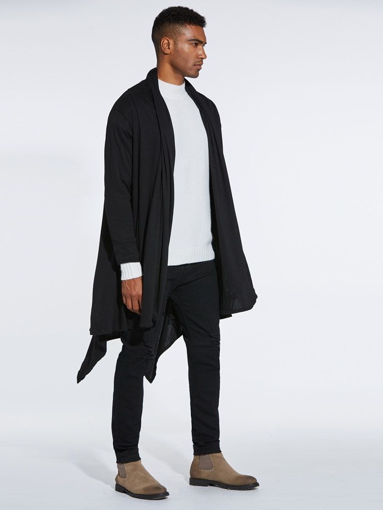 Vanlige Asymmetriske Mellomlange Gensere For Menn Casual Cardigan