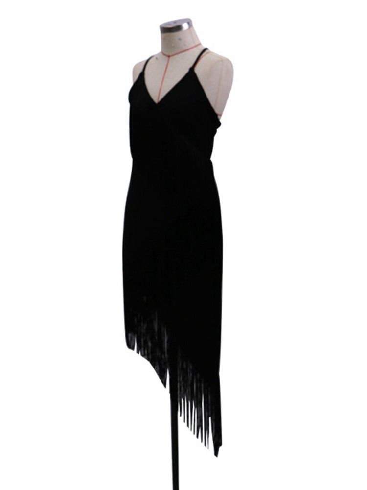 Asymmetrisk V-Hals Ankellengde Mid Waist Western Bodycon-Kjole