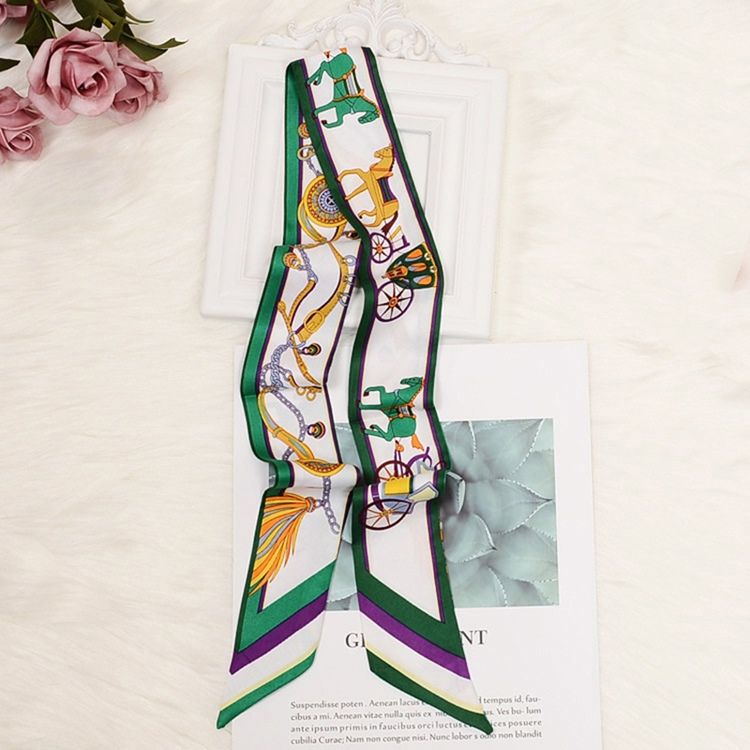 Gresskar Carriage Printing Silke Hode Bag Skjerf For Kvinner