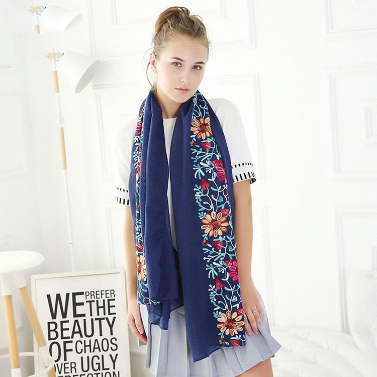 National Style Broderi Bomullsskjerf For Reiser