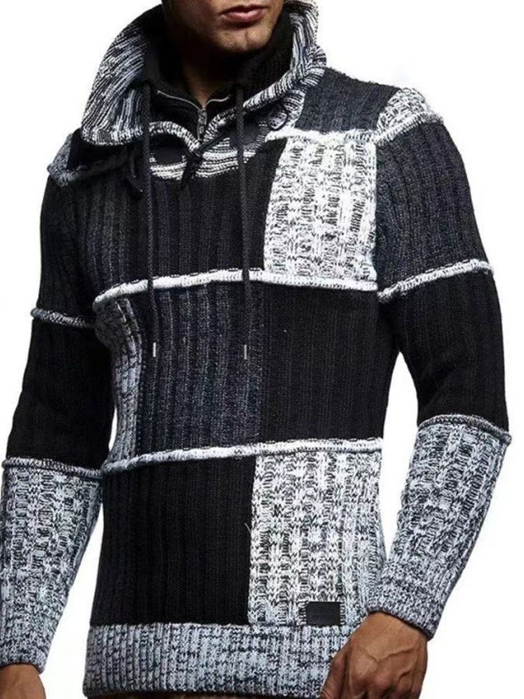 Standard Color Block Patchwork Fall European Genser