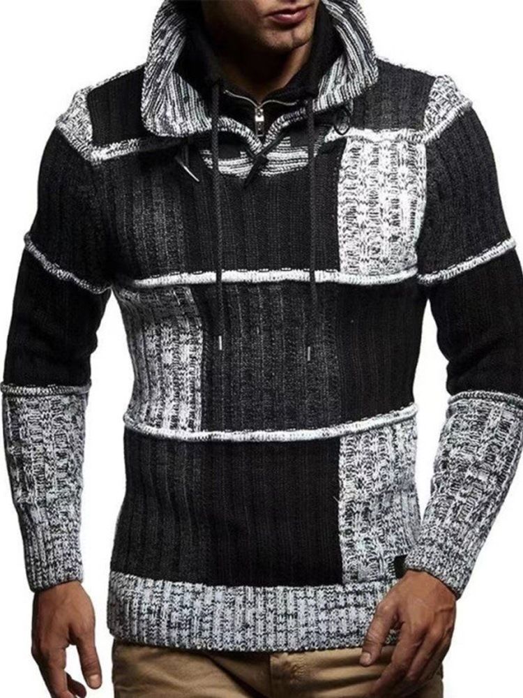Standard Color Block Patchwork Fall European Genser
