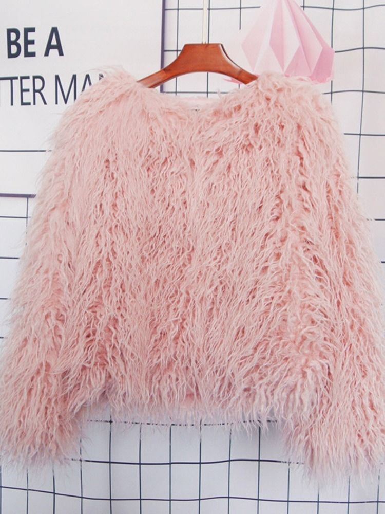 Vanlig Vanlig Standard Vinter Løs Faux Fur Overcoat