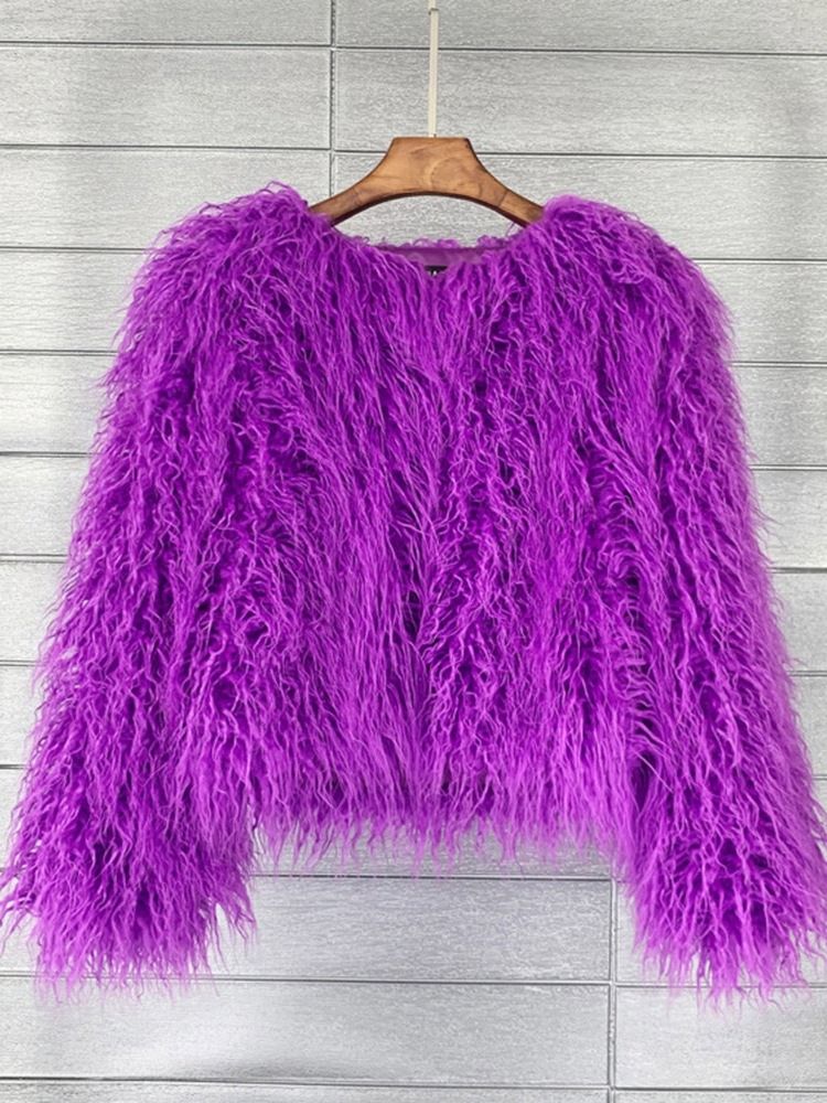 Vanlig Vanlig Standard Vinter Løs Faux Fur Overcoat